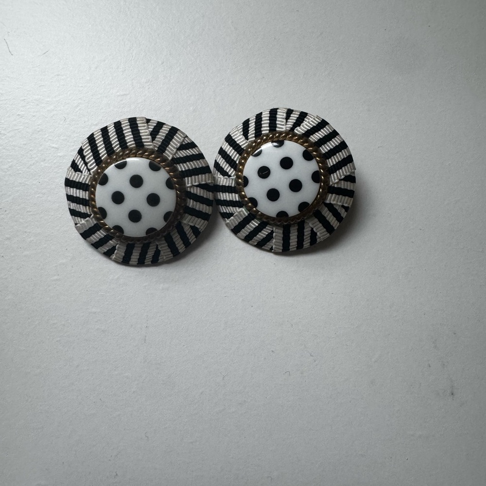 Vintage Black and White Polka Dot Earrings